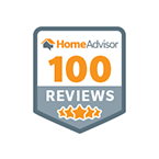 A badge that says homeadvisor 1 0 0 reviews.
